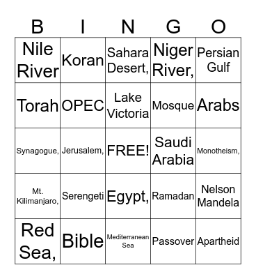 Review Cards Bingo Card