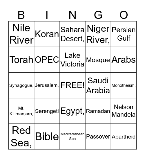 Review Cards Bingo Card