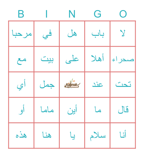 الكلمات البصرية - المجموعة 1-7 Bingo Card