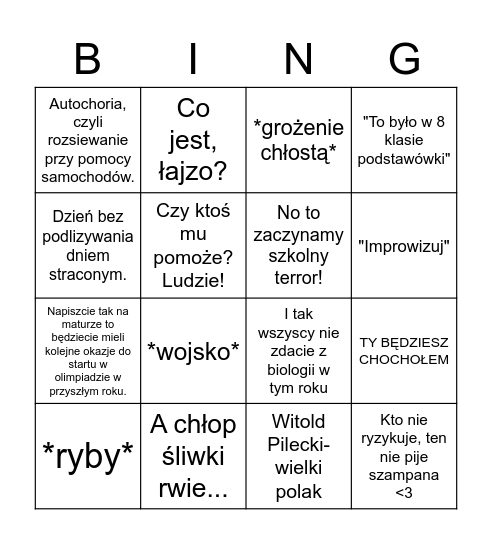 Bingo 1C Bingo Card