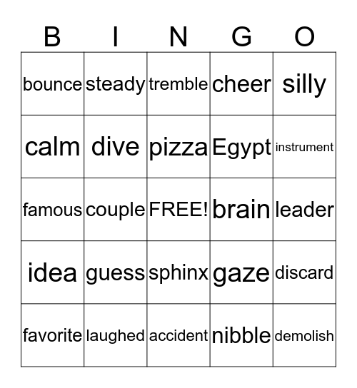 Words for Madden and Kaiden Bingo Card