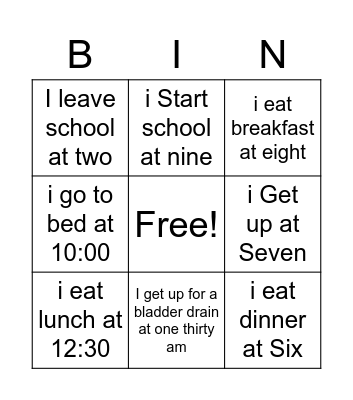 my day Bingo Card