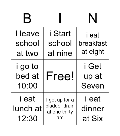 my day Bingo Card