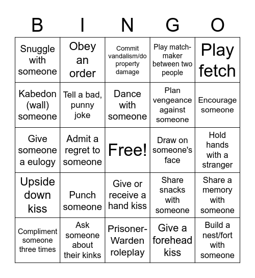 Monster Bingo Card