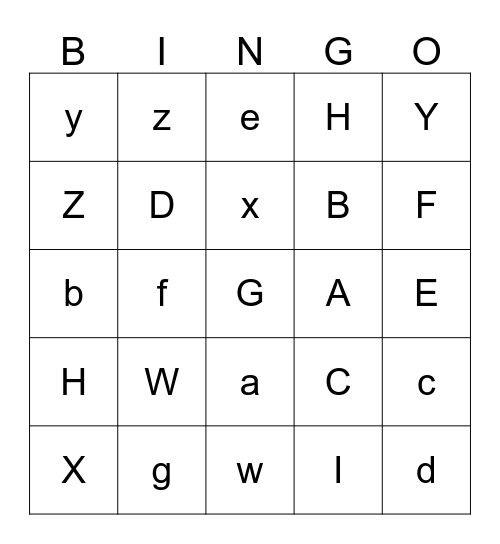 The Alphabet Bingo Card