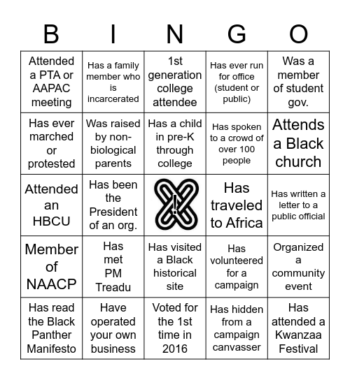 CIVIC ENGAGEMENT Bingo Card