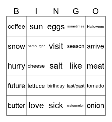 ASL 2-Units 1 & 2 Bingo Card
