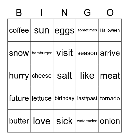 ASL 2-Units 1 & 2 Bingo Card