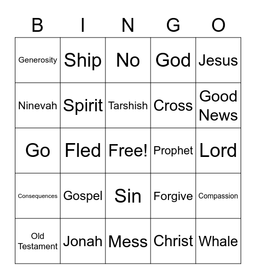 Jonah: Bad Consequences Bingo Card