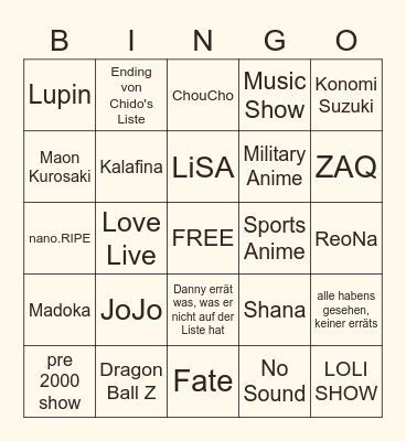 AMQ Bingo Card