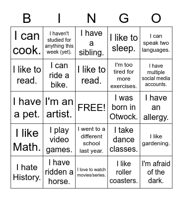 Meet Me Bingo Card