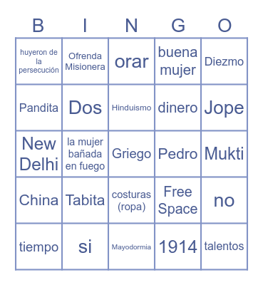 Estrellas BINGO Card