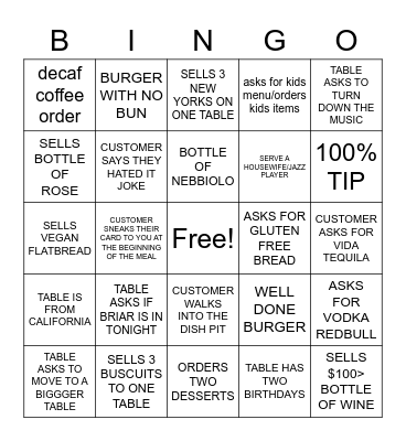 HSL Bingo Card