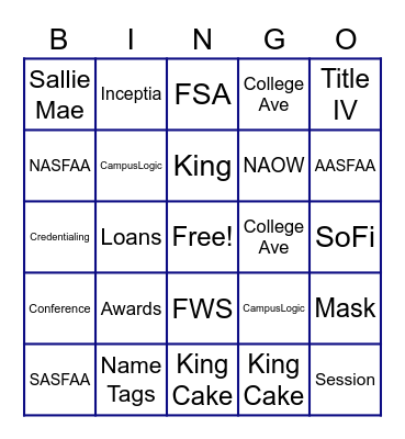 AASFAA Bingo Card