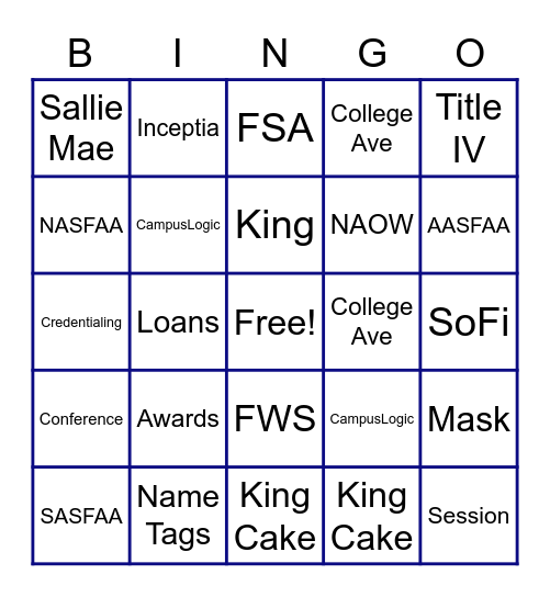 AASFAA Bingo Card