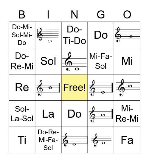 Solfege Bingo Card