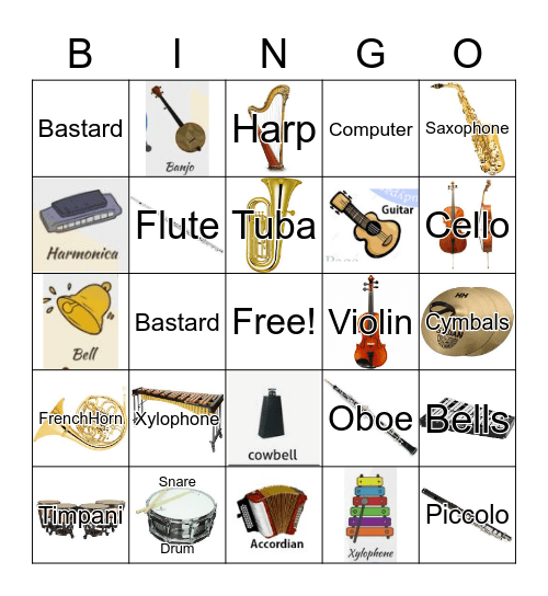 Musical Instruments omg( Bingo Card