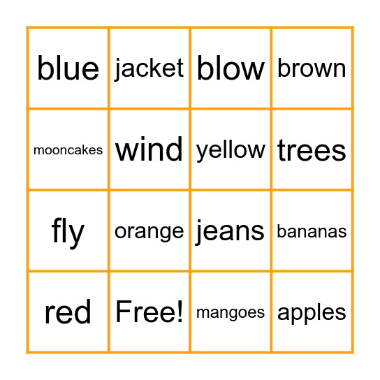 Autumn Bingo Card