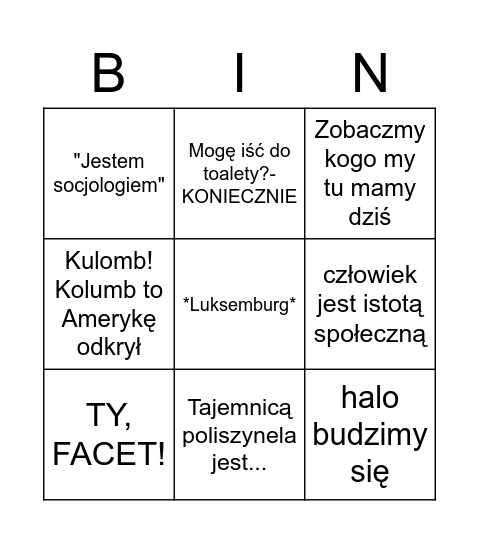 2e Bingo Card