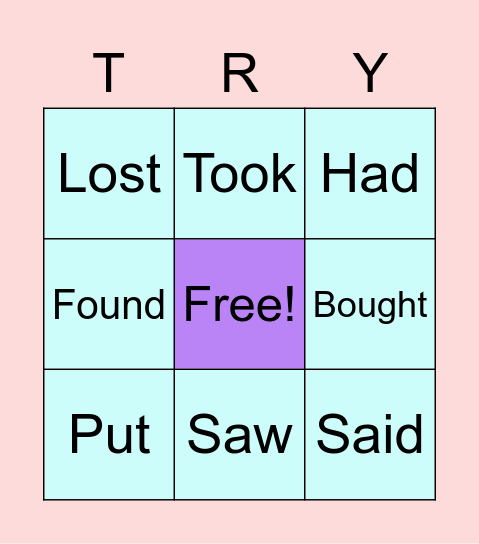 IRREGULAR VERBS Bingo Card
