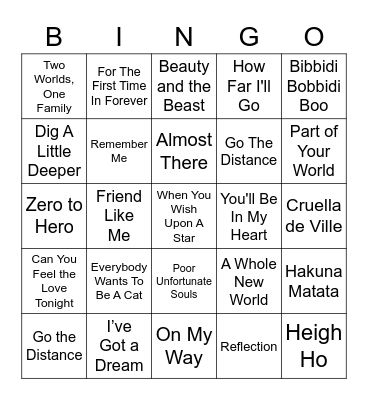 Min19 Magical Disney Bingo Extravaganza Bingo Card