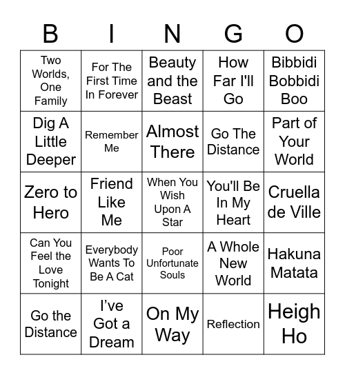 Min19 Magical Disney Bingo Extravaganza Bingo Card