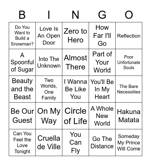 Min19 Magical Disney Bingo Extravaganza Bingo Card