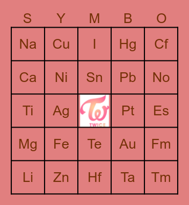 TABLE OF ELEMENTS Bingo Card