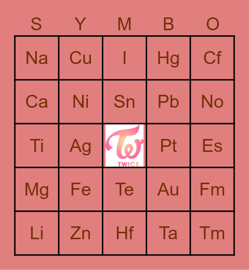 TABLE OF ELEMENTS Bingo Card