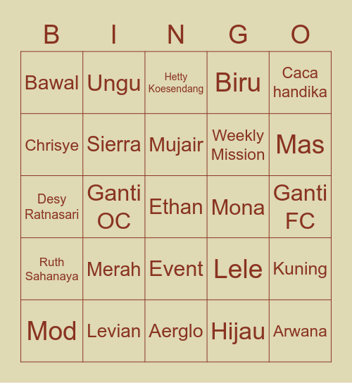 Itte Bingo Card