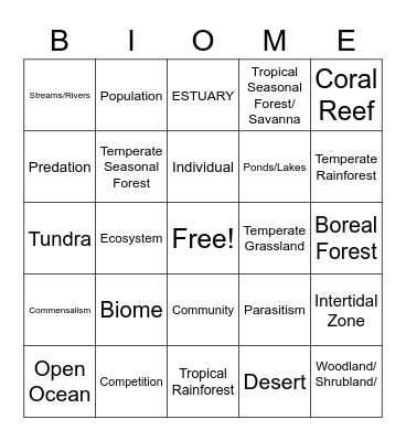 Biome Bingo! Bingo Card