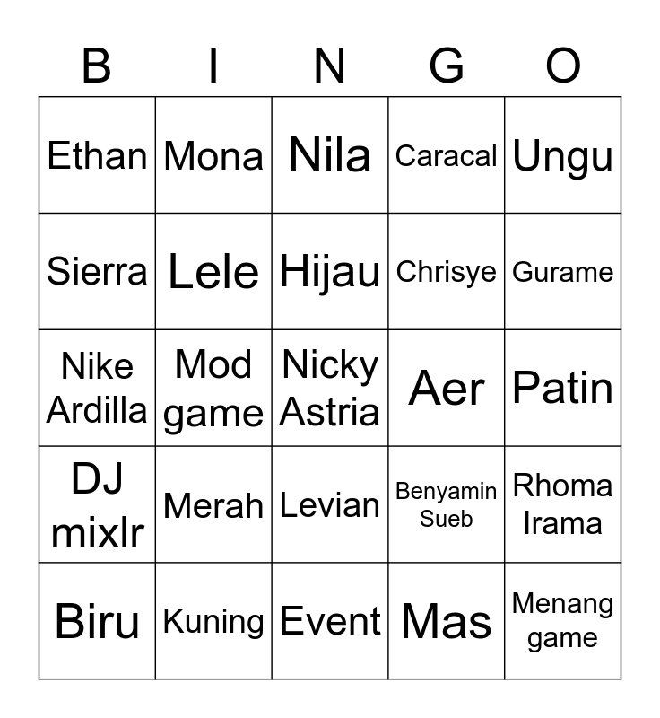 Esther's Bingo Card