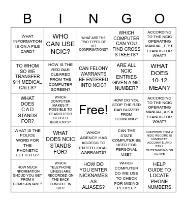 CIU BINGO Card