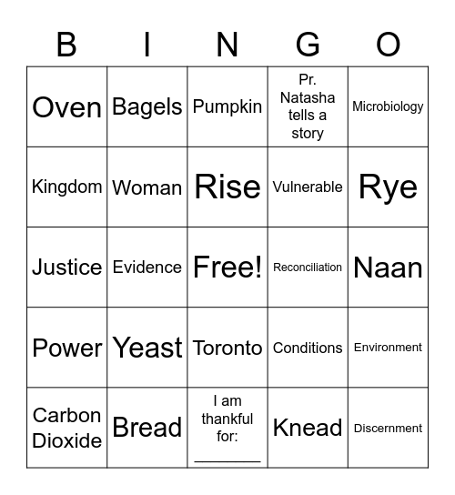 October 10th 2021 Sermon Bingo Card