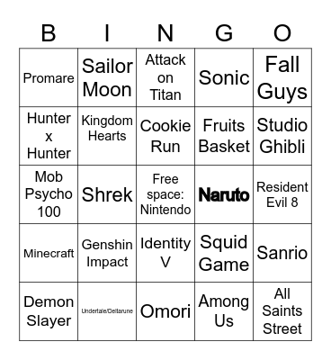 TooManyGames Bingo Card