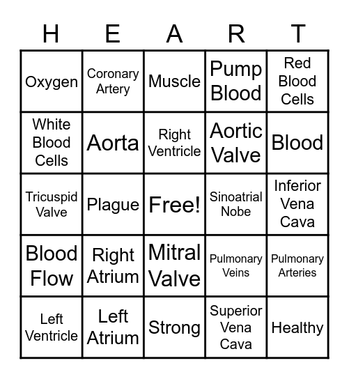 The Circulatory Story Bingo Card