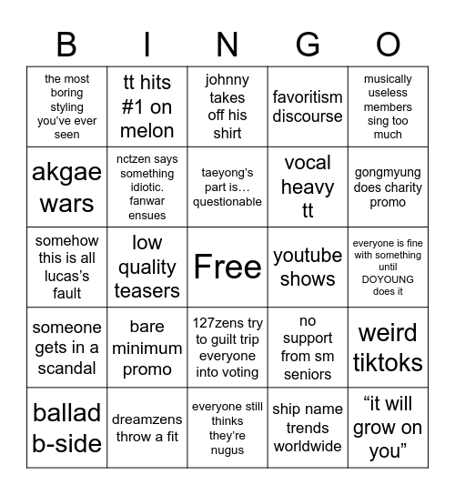 ilichil comeback Bingo Card