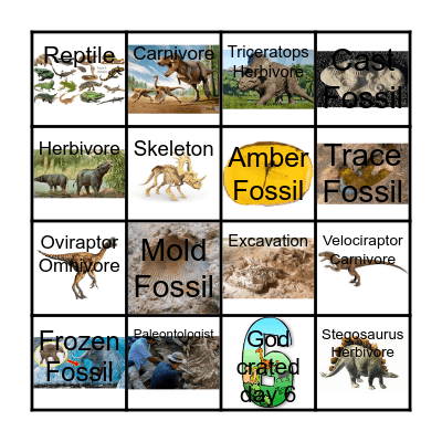 Dinosaur Bingo Card