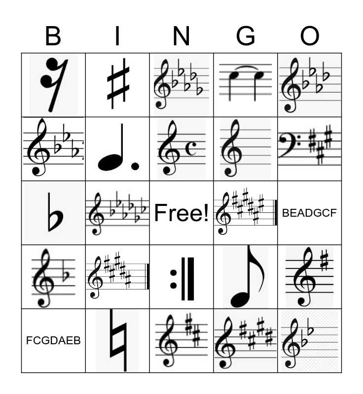 Key Signature bingo Card