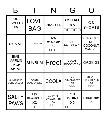 QUIET STORM Bingo Card