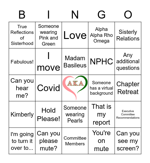 Alpha Alpha Rho Omega - Meeting 10/10/21 Bingo Card