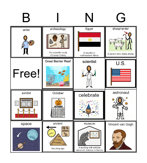 Vocabulary Bingo Card