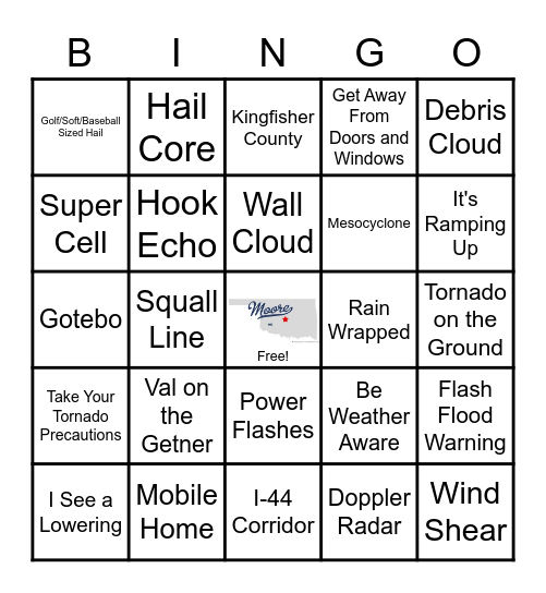 Oklahoma Severe Weather Bingo Card