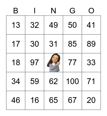 Number Bingo Card