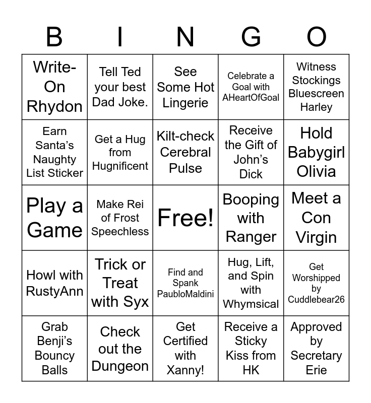 Frolicon Discord Kinky Bingo 2021 Bingo Card