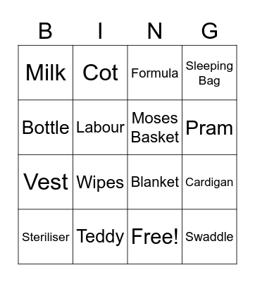 Stephanie's Baby Shower Bingo Card
