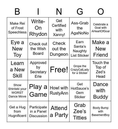 Kinky Bingo Card