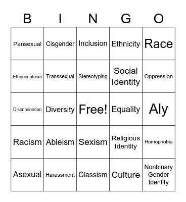 Diversity Bingo Card