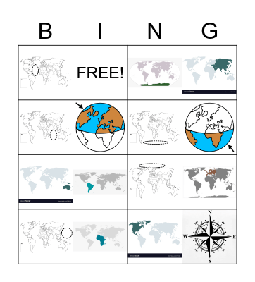 Continents and Oceans Bingo Card