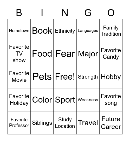 Diversity Bingo Card